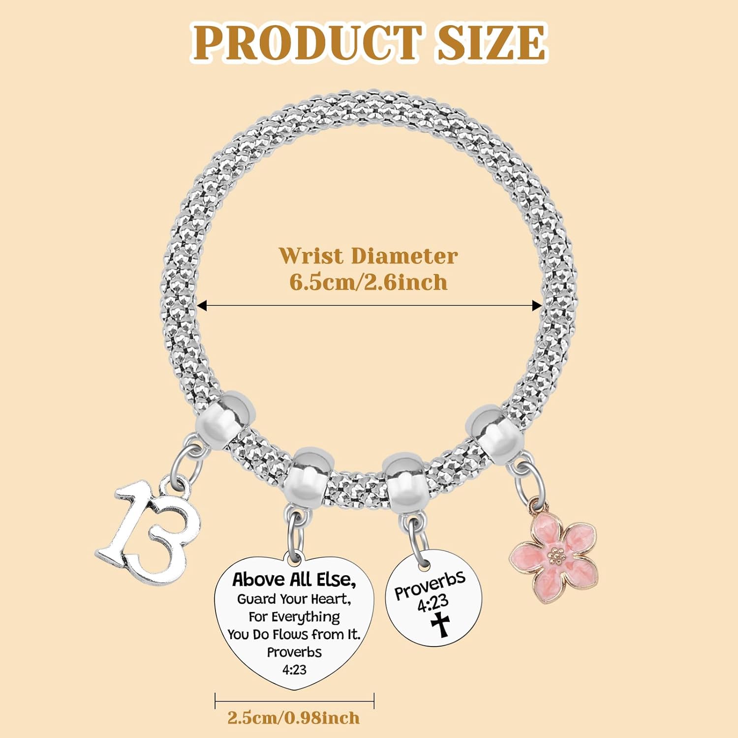 Mxrymvu Happy 13th 14th 15th 16th 17th 18th 19th 20th 21th 25th 30th 40th 50th 60th 70th Birthday Bracelet Gifts for Women Christian Religious Friendship Jewelry for Her - Image 2