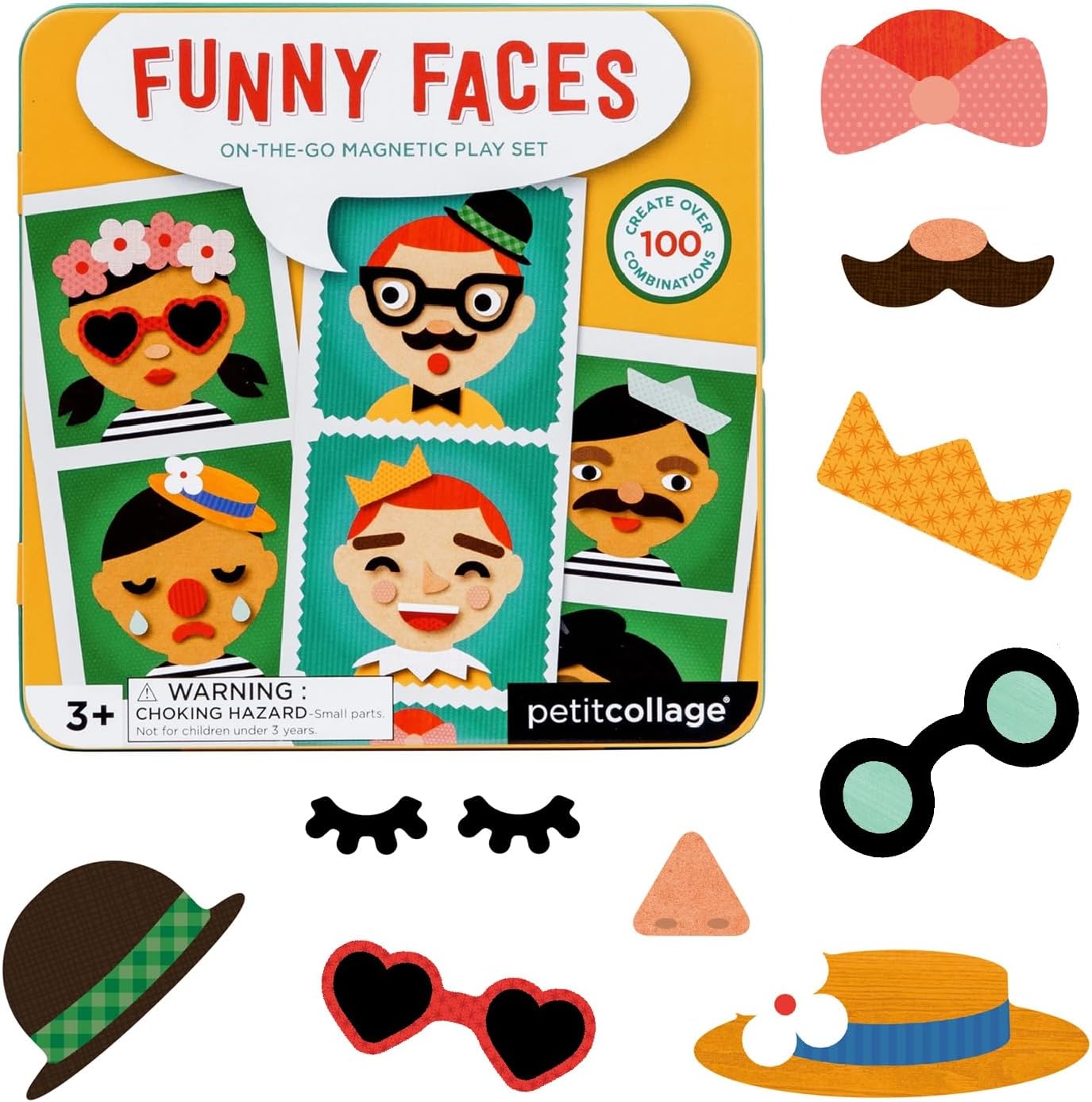 Petit Collage Funny Faces On-the-Go Magnetic Play Set
