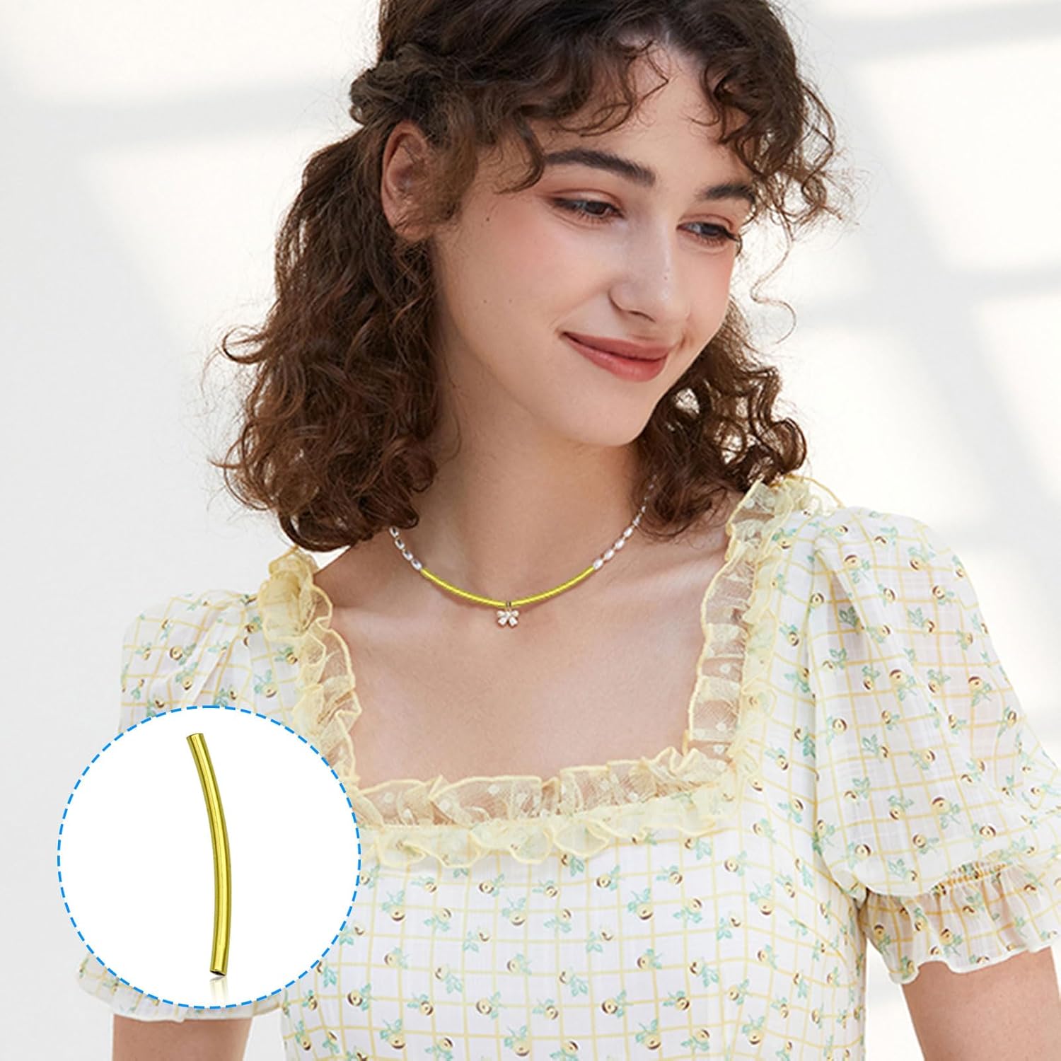 300Pcs Curved Noodle Tube Spacer Beads,25mm Long Curved Tube Noodles Beads Brass Tube Spacer Loose Beads Bulk Metal Curved Spacer Beads Jewelry Finding for DIY Bracelet Necklace Anklet Jewelry Making - Image 4