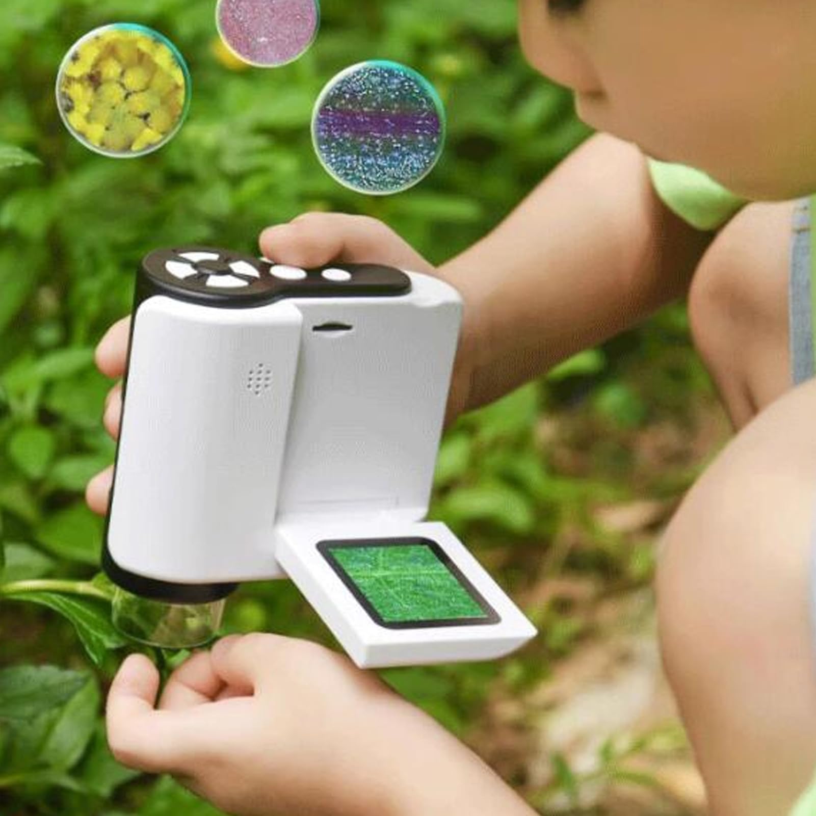 AMONIDA Microscopio per Bambini, Microscopio Digitale Portatile 1000X con Registrazione Video su Schermo a Colori da 2 Pollici, Ideale per l'esplorazione Scientifica (WHITE)