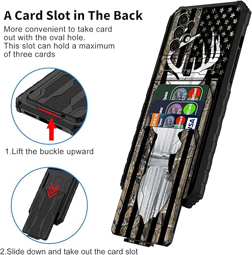 Miniatura 2 de Funda para Samsung Galaxy A32 5G con ranura desmontable para tarjetero, función atril, doble capa, resistente, a prueba de golpes, funda oculta para