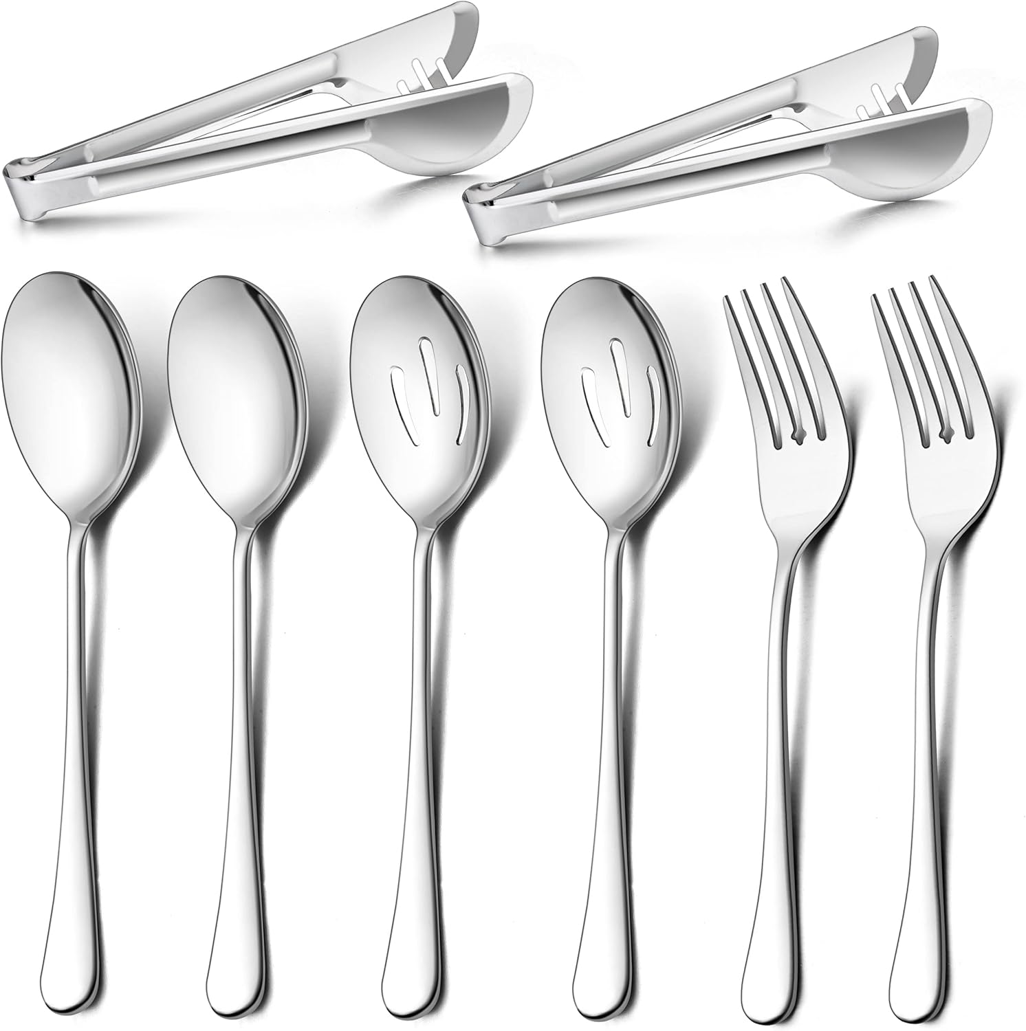 LIANYU 3 Large Serving Spoons, 3 Slotted Serving Spoons, 3