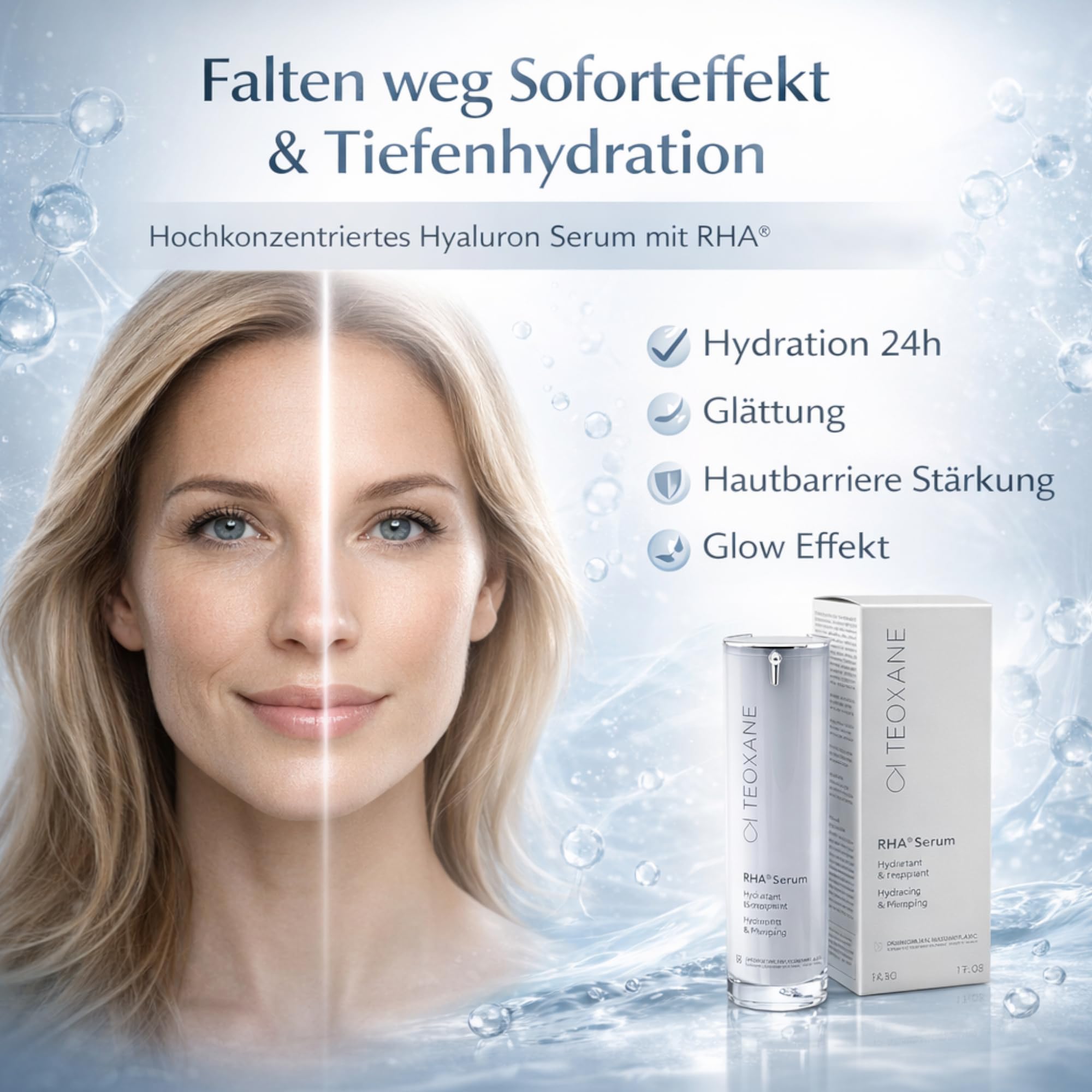 TEOXANE Sérum RHA - Sérum hyaluronique hautement concentré | Sérum anti-âge à l'acide hyaluronique | Sérum visage anti-âge pour une hydratation maximale | Effet de remplissage à l'acide hyaluronique