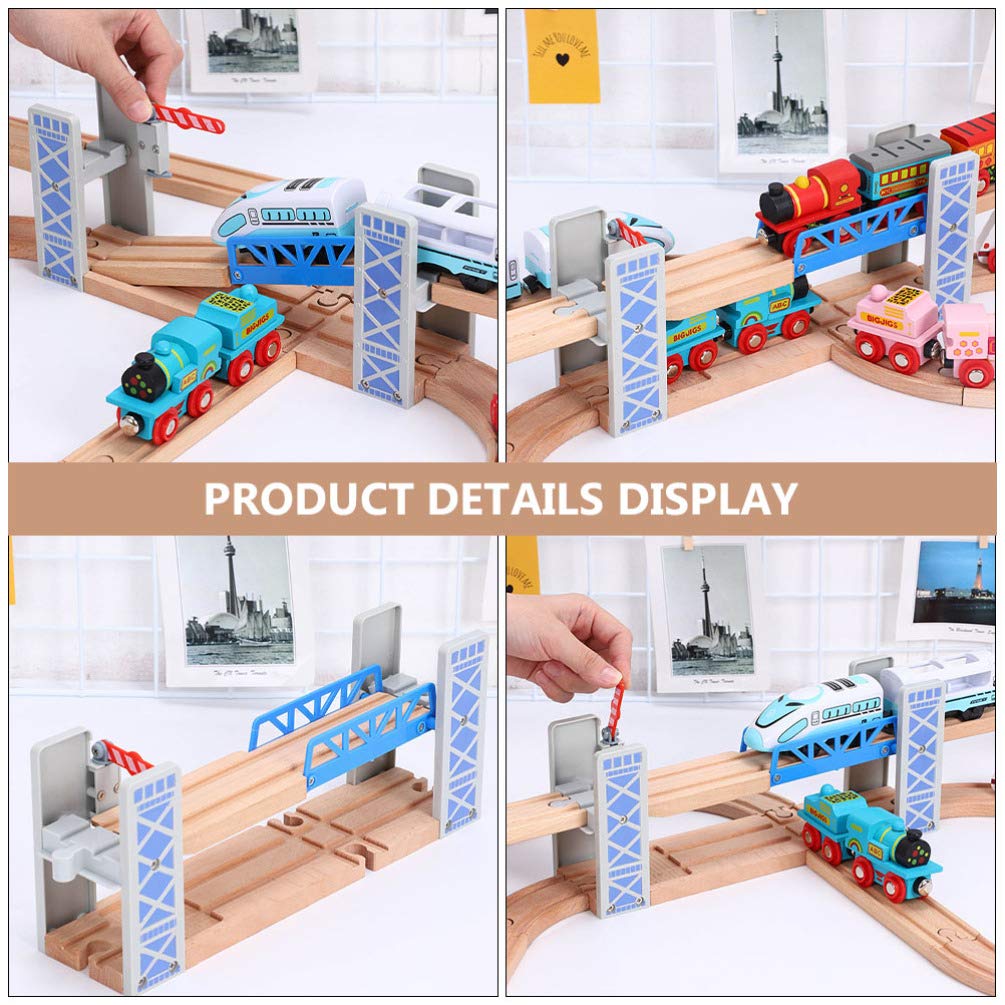 jojofuny 1 Juego de Puente de Tren de Madera Puente de Ferrocarril de Madera para Vía de Ferrocarril Paso Elevado de 2 Niveles Compatible con Todas Las Vías de Ferrocarril