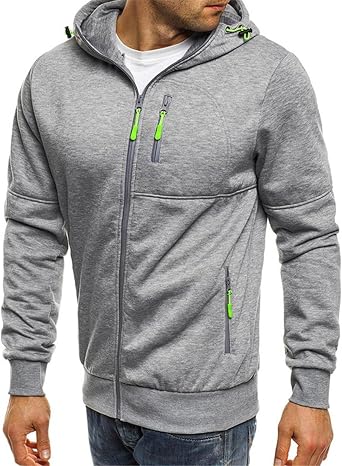 BFAFEN Mens Hoodies Zip Up Casual Long Sleeve Hooded Cardigan Jacket Gym Workout Sweatshirts with Zipper Pockets
