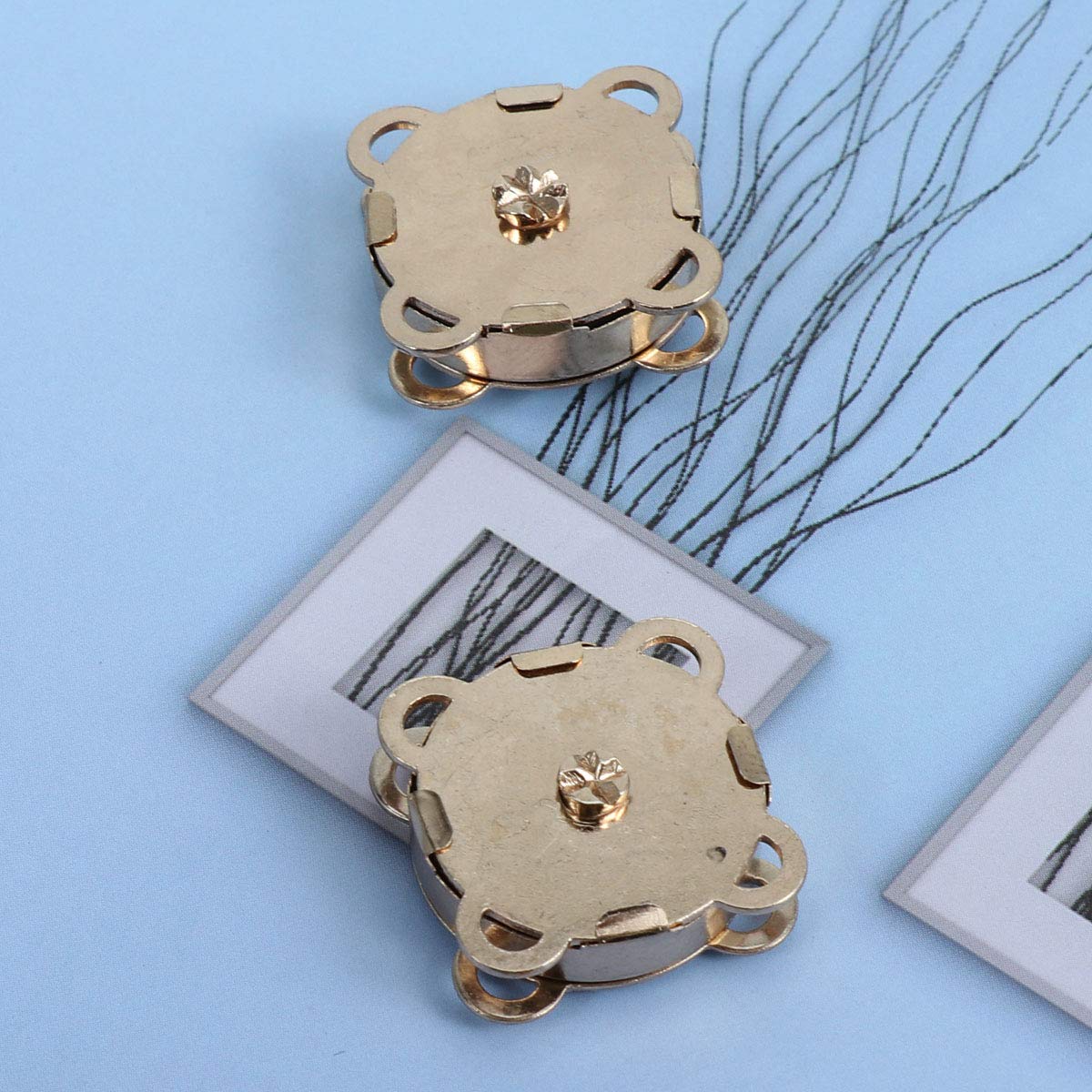 10 Bottoni Magnetici Fiore Di Prugna - Chiusure Metalliche 14mm Dorate Per Borse E Vestiti