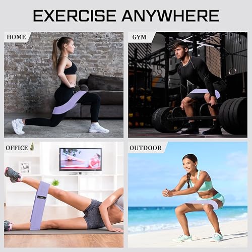 Miniatura 3 de 12 bandas de resistencia de tela para hacer ejercicio, bandas elásticas antideslizantes para piernas y sentadillas, bucle de resistencia para