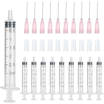 Pack of 10 Syringes 3 ml Plastic Syringe with Blunt Needle