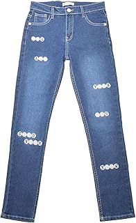 A&B بناتي بنطلون جينز كتبه دائريه 11 سنوات أزرق غامق