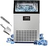 Commercial Ice Machine, Industrial Ice Maker Machine, 50 kg24 Hours Large Capacity, Restaurant Home Bar Kitchen Ice Maker, Freestanding Stainless Steel Ice Cube Machine with Filter and Ice Scoop