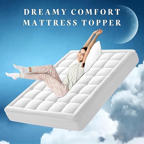 Miniatura 6 de Cubrecolchón Pillow Top grueso Twin XL para artículos esenciales de dormitorio universitario, protector de cama con cubierta de algodón 100%