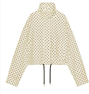Women Polka Dot Jacket Zip up Stand Collar Cropped Coat Lightweight Jacket Trendy Going Out Outfits Casual Streetwear