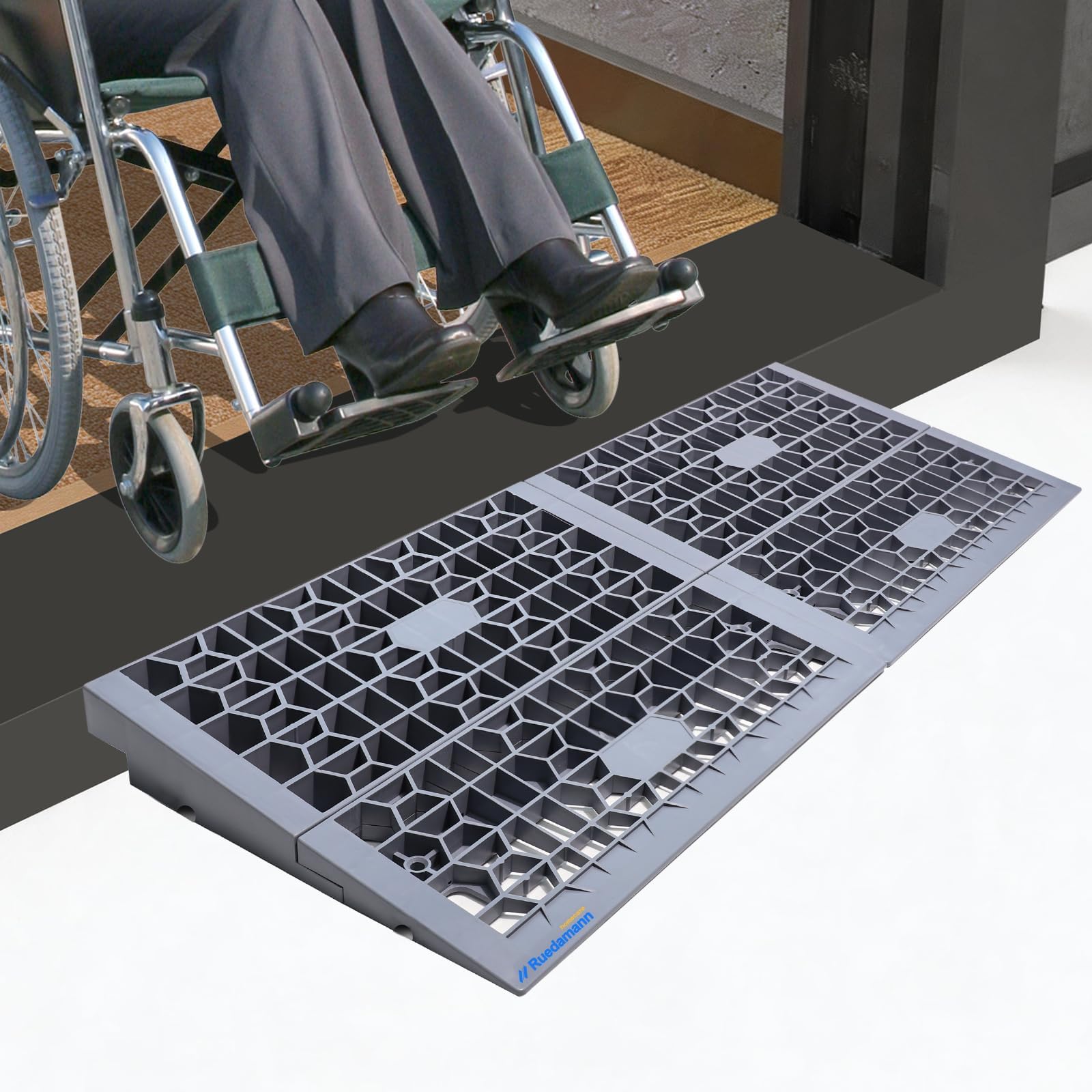 2" Rise Modular Threshold Ramps for Doorways, 3000 Lbs Load Capacity Ramps for Wheelchairs for Home, Solid Plastic Portable Wheelchair Ramp for Door Thresholds and Cars, 2 PCS