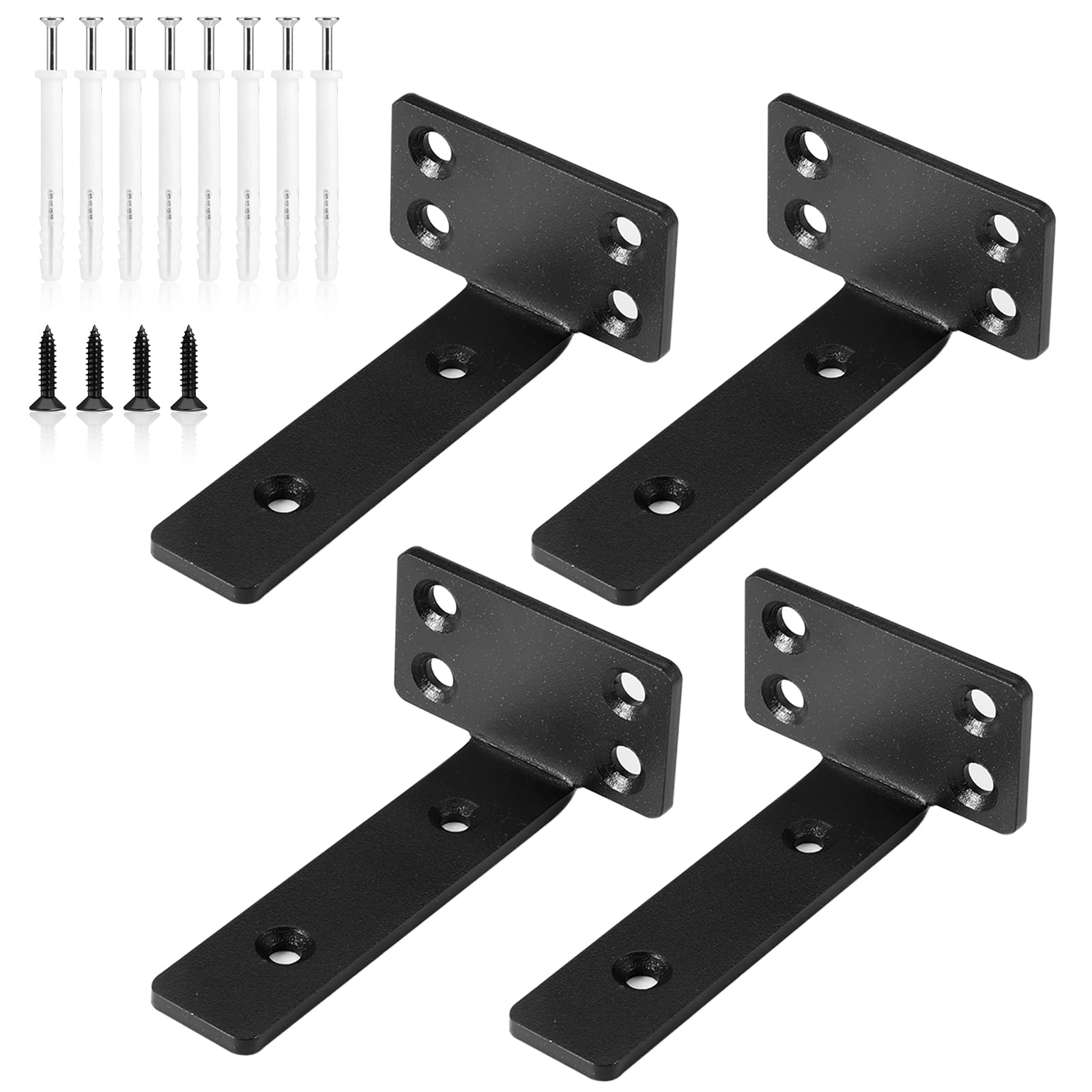 Shelf Brackets, 4 Pack Heavy Duty Wall Brackets, 100mm Heavy Duty Scaffold Board Shelf Bracket Thick Cast Iron Floating Shelfa Bracket for Shelves Support Wall Hanging(Black)