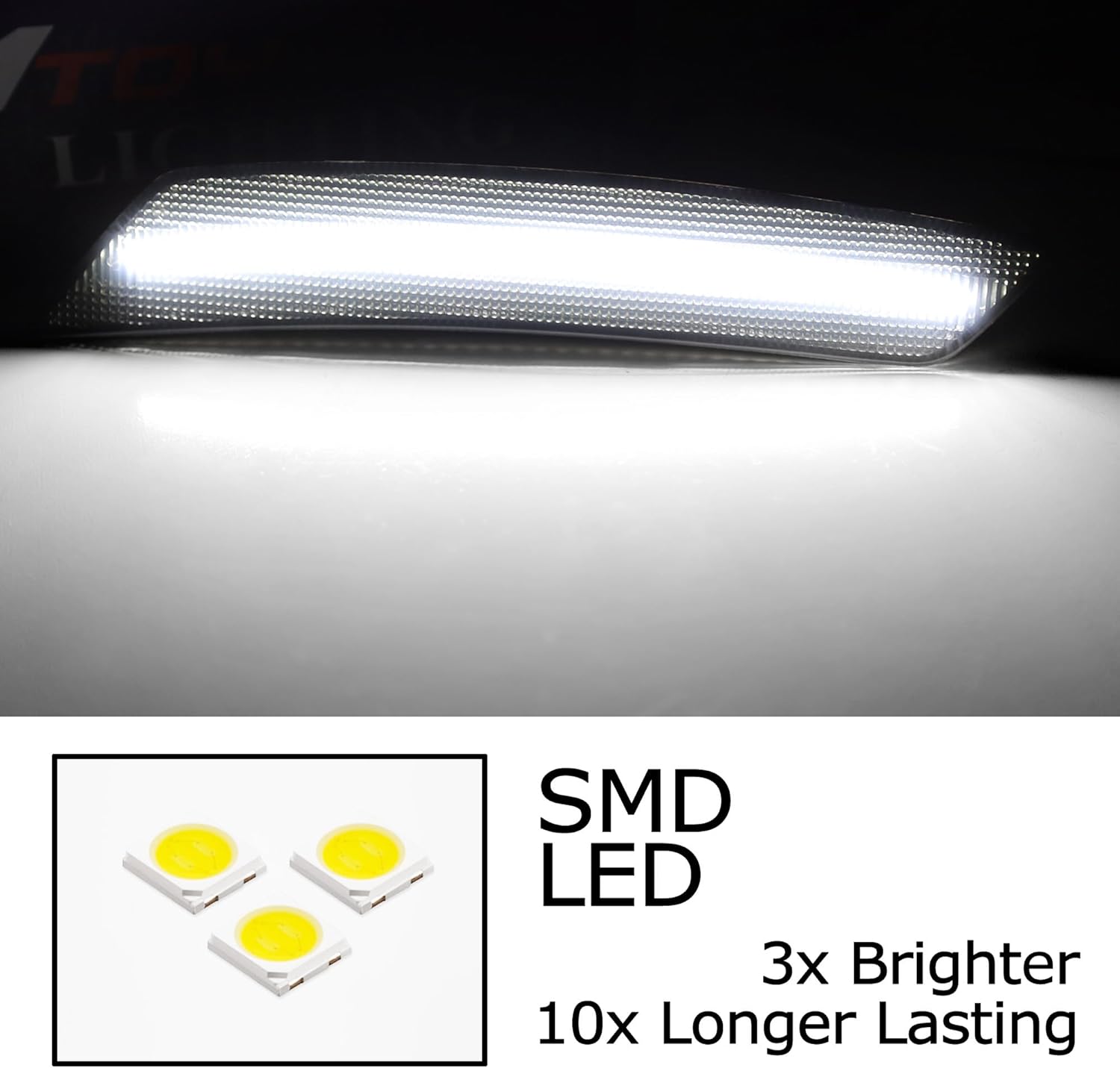 iJDMTOY Black-Out Smoked Lens 36-SMD White Full LED Front Bumper Side Marker Light Kit Compatible With Chevrolet 2022-2024 Equinox, Replace OEM Amber Front Sidemarkers