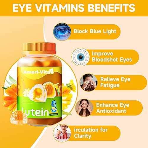 Miniatura 8 de Gomitas de luteína sin azúcar de 5 mg para la salud de los ojos, melatonina de 3 mg para adultos suplemento masticable vegano sin azúcar con goma de