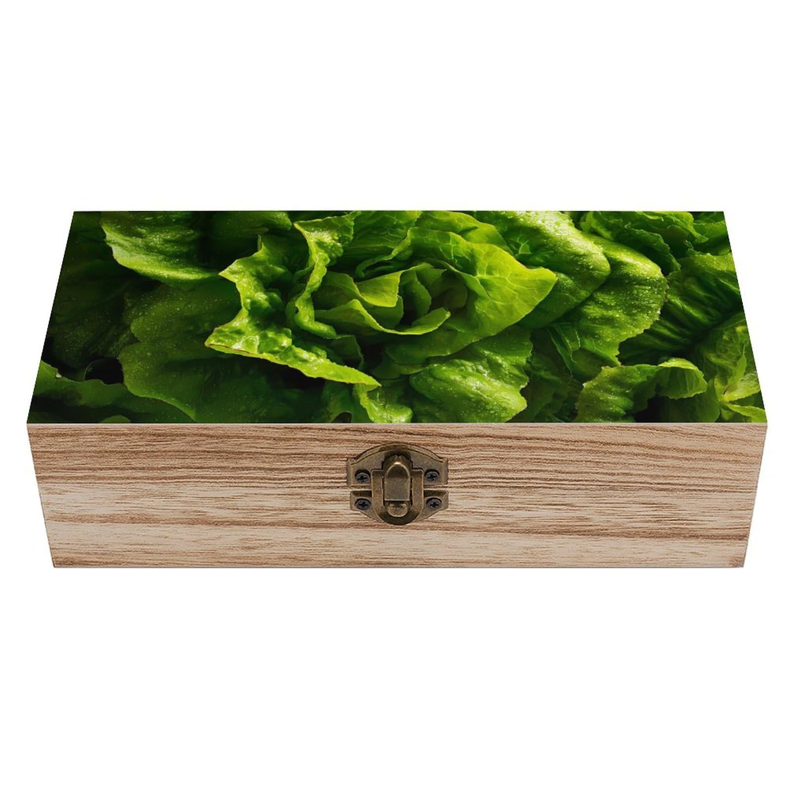 HLBSDM Lettuce Leaves Wooden Storage Box Craft Memory Keepsake Treasure Chest Box Jewelry Organizer