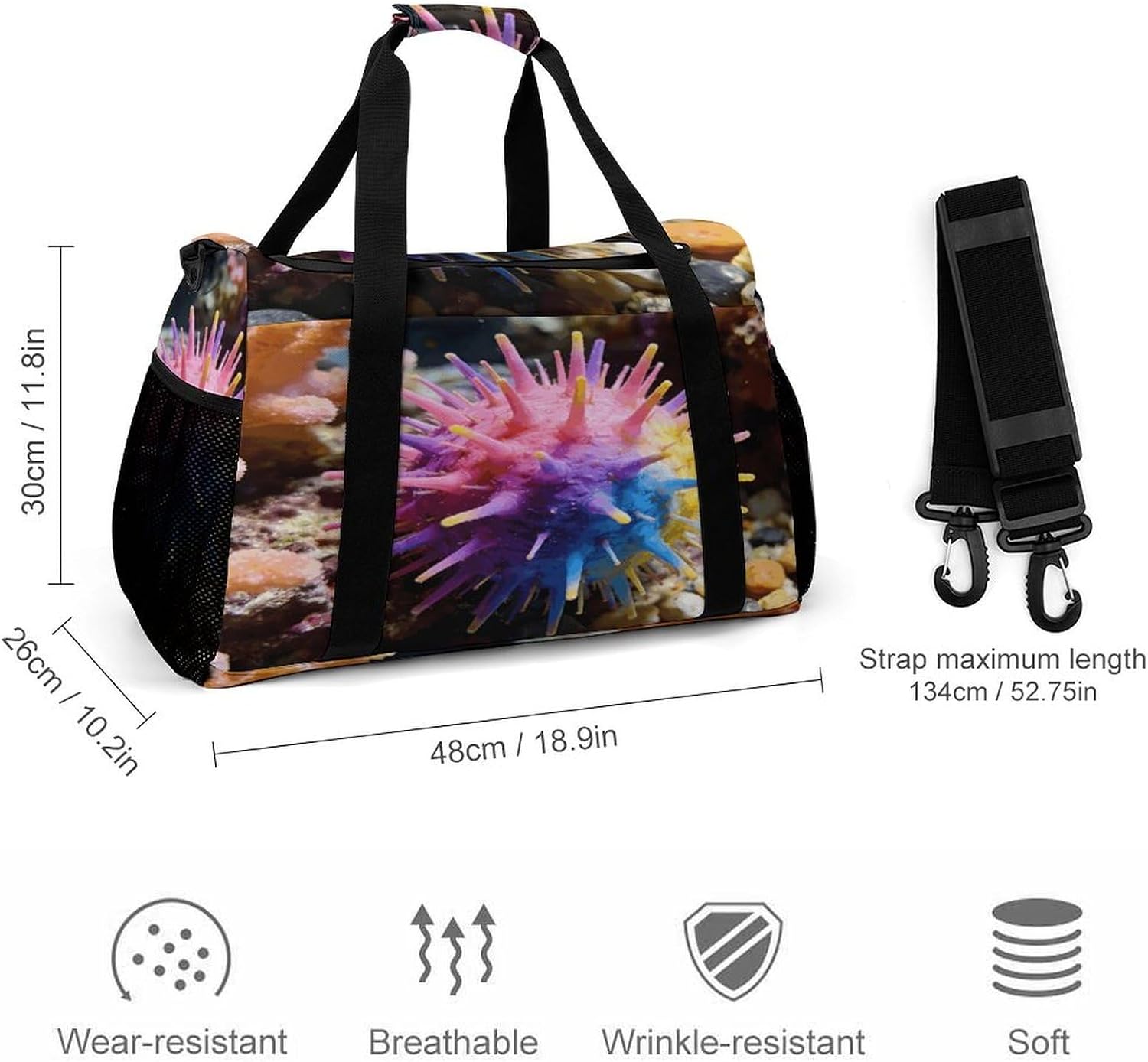 Colorful Sea Urchin Weekender Bag Gym Bag image 2