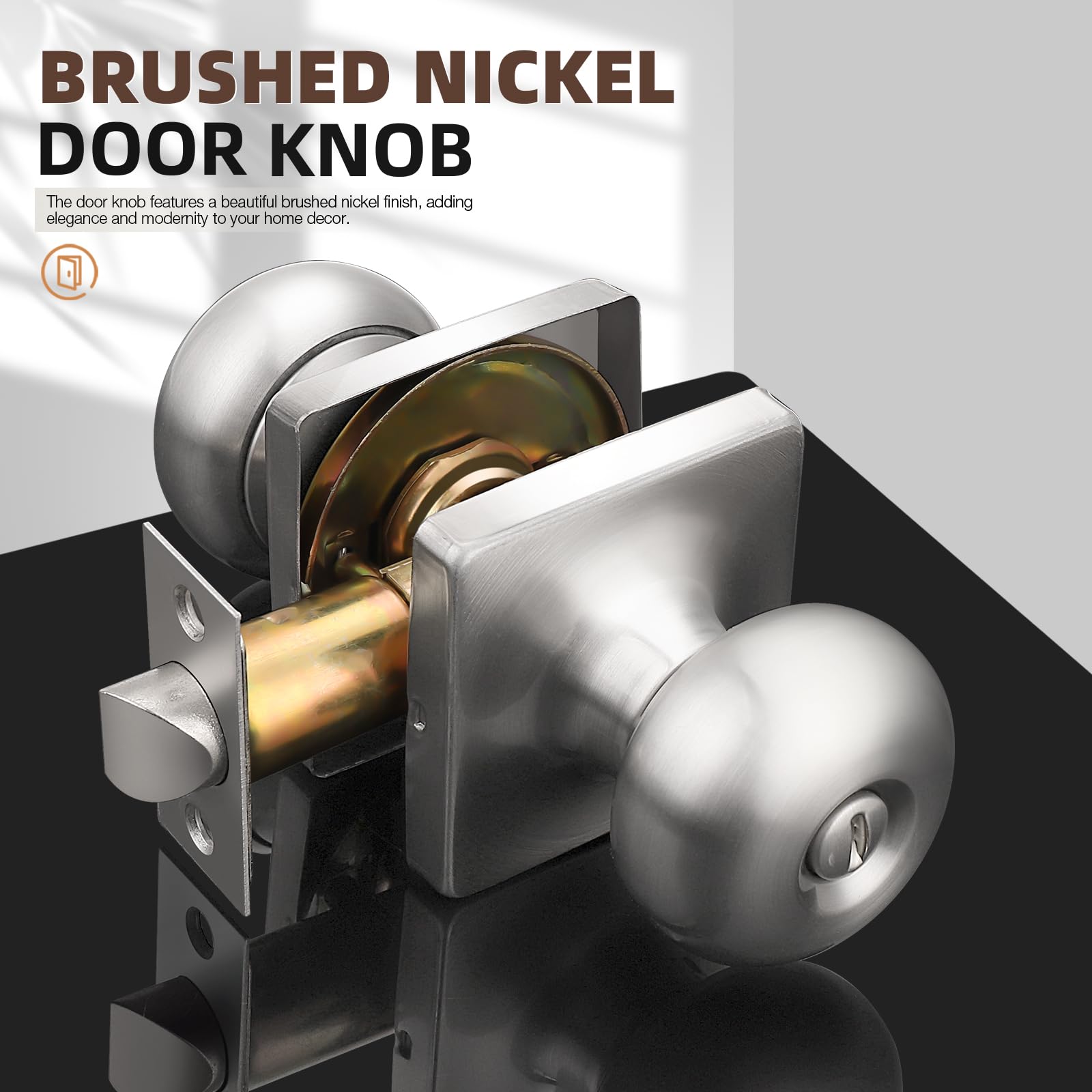 Brushed Nickel Privacy Door Knobs - Lockable & Secure -2