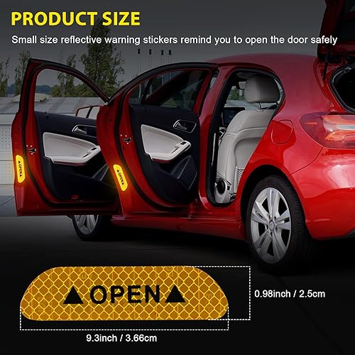 Miniatura 10 de 4 calcomanías reflectantes anticolisión para puerta de automóvil, cinta adhesiva de advertencia de precaución de seguridad para automóvil, camión,