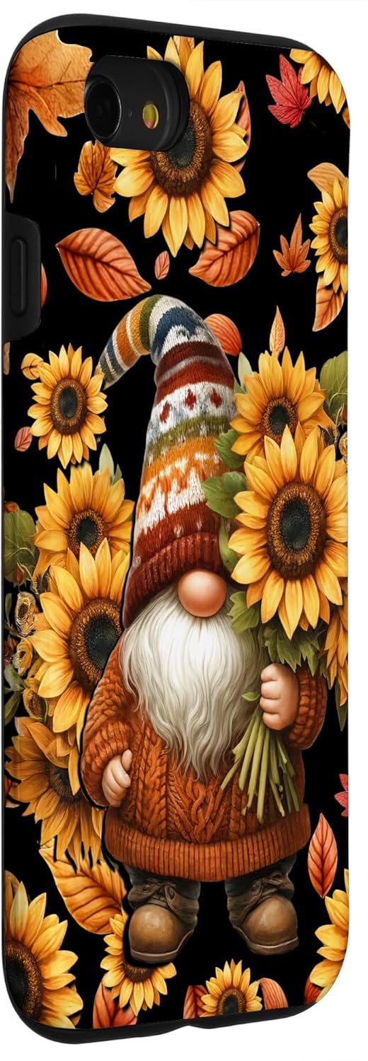 Aesthetic Fall Sunflower Pattern With Autumn Gnome Floral Case for iPhone SE (2020) / 7 / 8