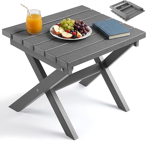 Miniatura 9 de PASAMIC Adirondack - Mesa auxiliar cuadrada para exteriores, mesa pequeña de polietileno de alta densidad para exteriores, mesa auxiliar de patio