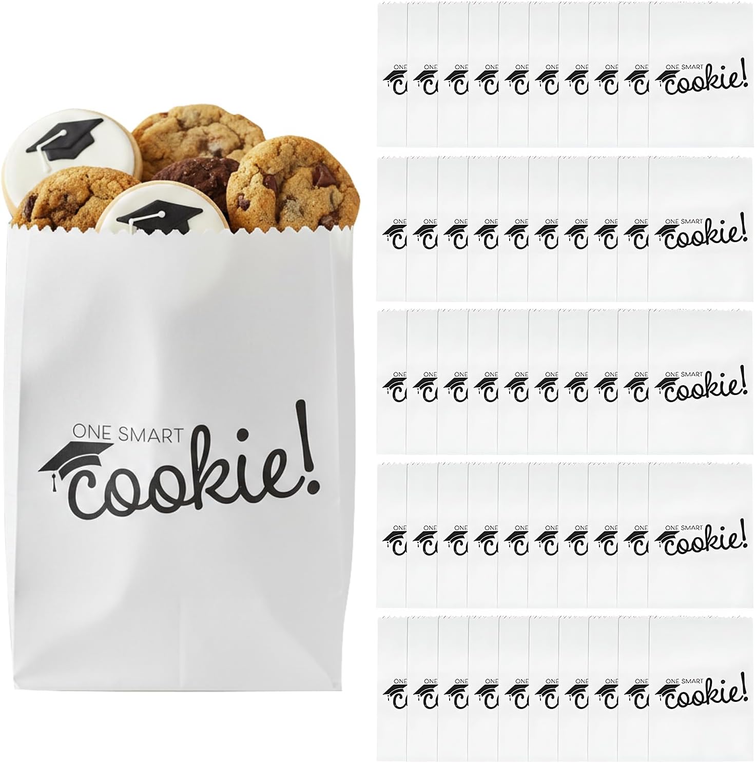 5 1/2" x 8" Bulk 50 Pieces Graduation Party One Smart Cookie Paper Treat Bags