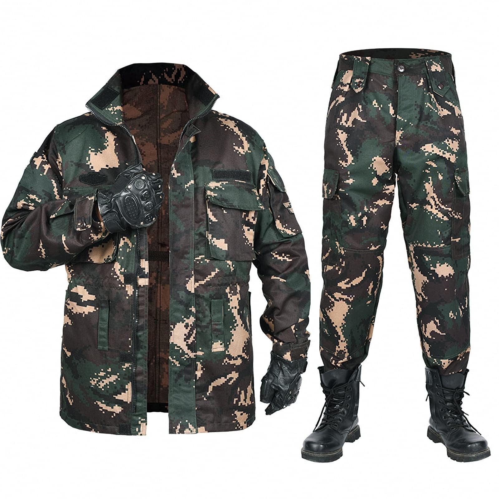 Tuta Tattica da Uomo all'aperto, Giacca da Campeggio/Arrampicata/Escursionismo Resistente all'Usura, Abbigliamento da Lavoro per Allenamento Estivo da Campo