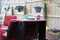 Vista 5 de El juego de barra individual incluye 2 taburetes de bar con parte superior de secoya y base negra, ideal para patio, zona de bañera de hidromasaje