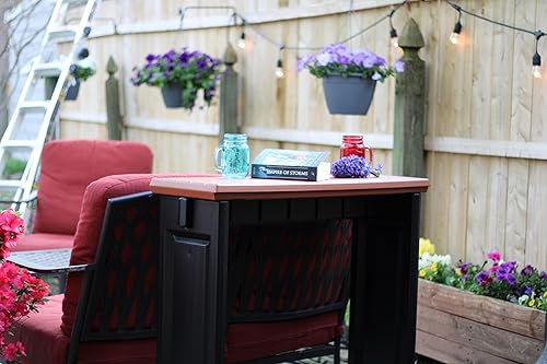 Miniatura 5 de El juego de barra individual incluye 2 taburetes de bar con parte superior de secoya y base negra, ideal para patio, zona de bañera de hidromasaje,