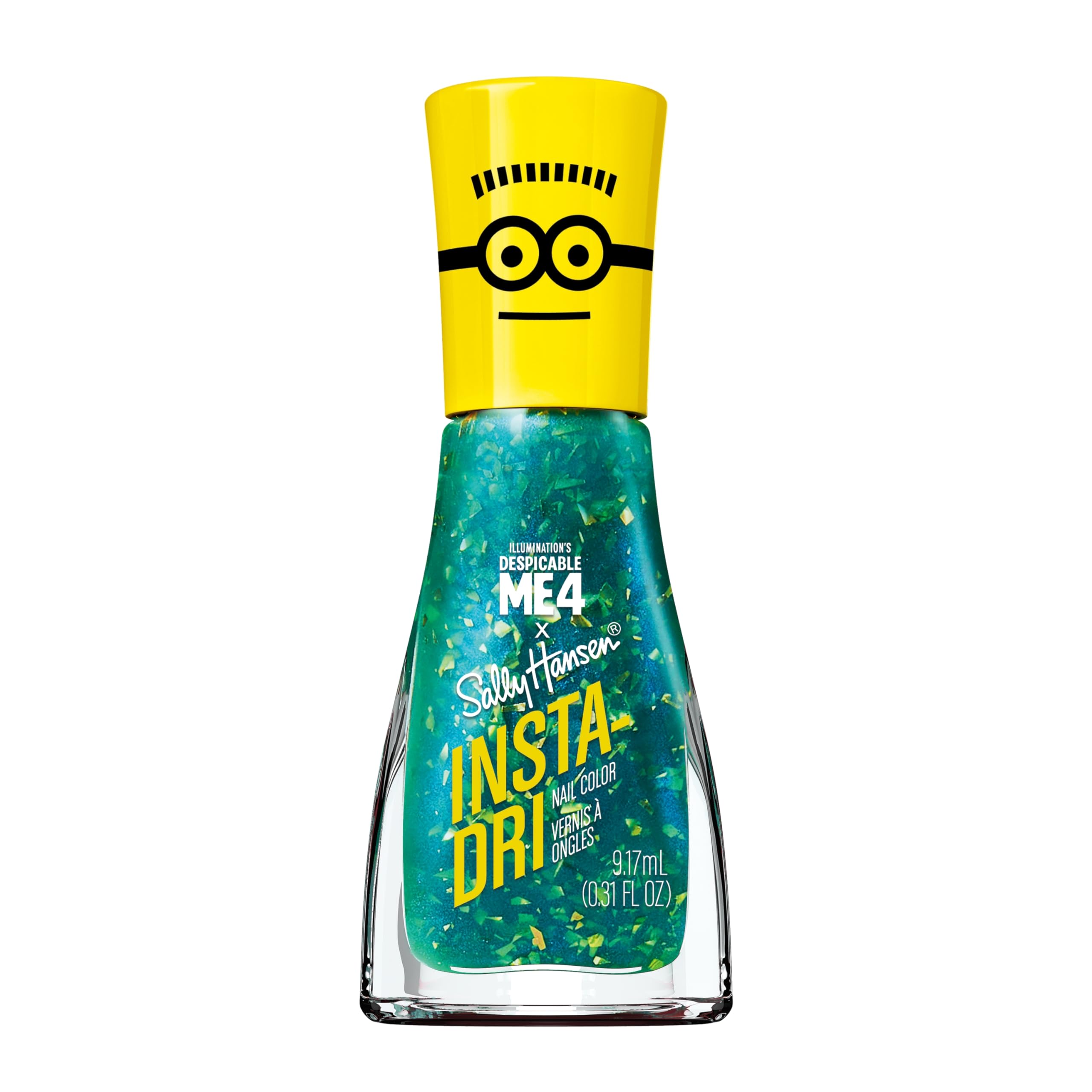 Sally Hansen Insta-Dri Despicable Me Nail Polish | Quick Dry, Long Lasting, Streak-Free Shine | Sheer, Glittery | 774 Maxime Metallic | Metallic Teal Blue Nail Color.