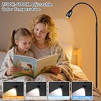 Vista 4 de Reading Floor Lamp, 72" Tall LED Lamp with Flexible Gooseneck, Dimmable Zoomable Spotlight, Adjustable Color Beam Standing Lamp, Touch & Remote