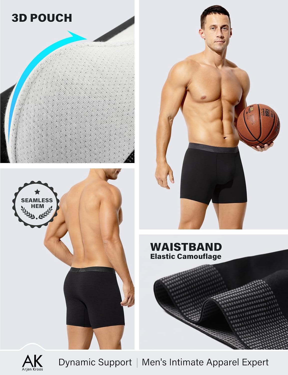 Arjen Kroos Mens Underwear Boxer Briefs 4 Pack - Mens Breathable Athletic Trunk Underwear Moisture Wicking Boxer Briefs - Image 3