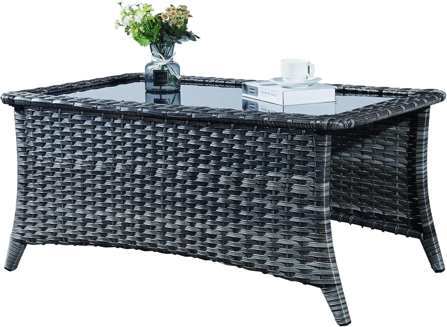 Rilyson Patio Tables Wicker Coffee Table Outdoor Rattan