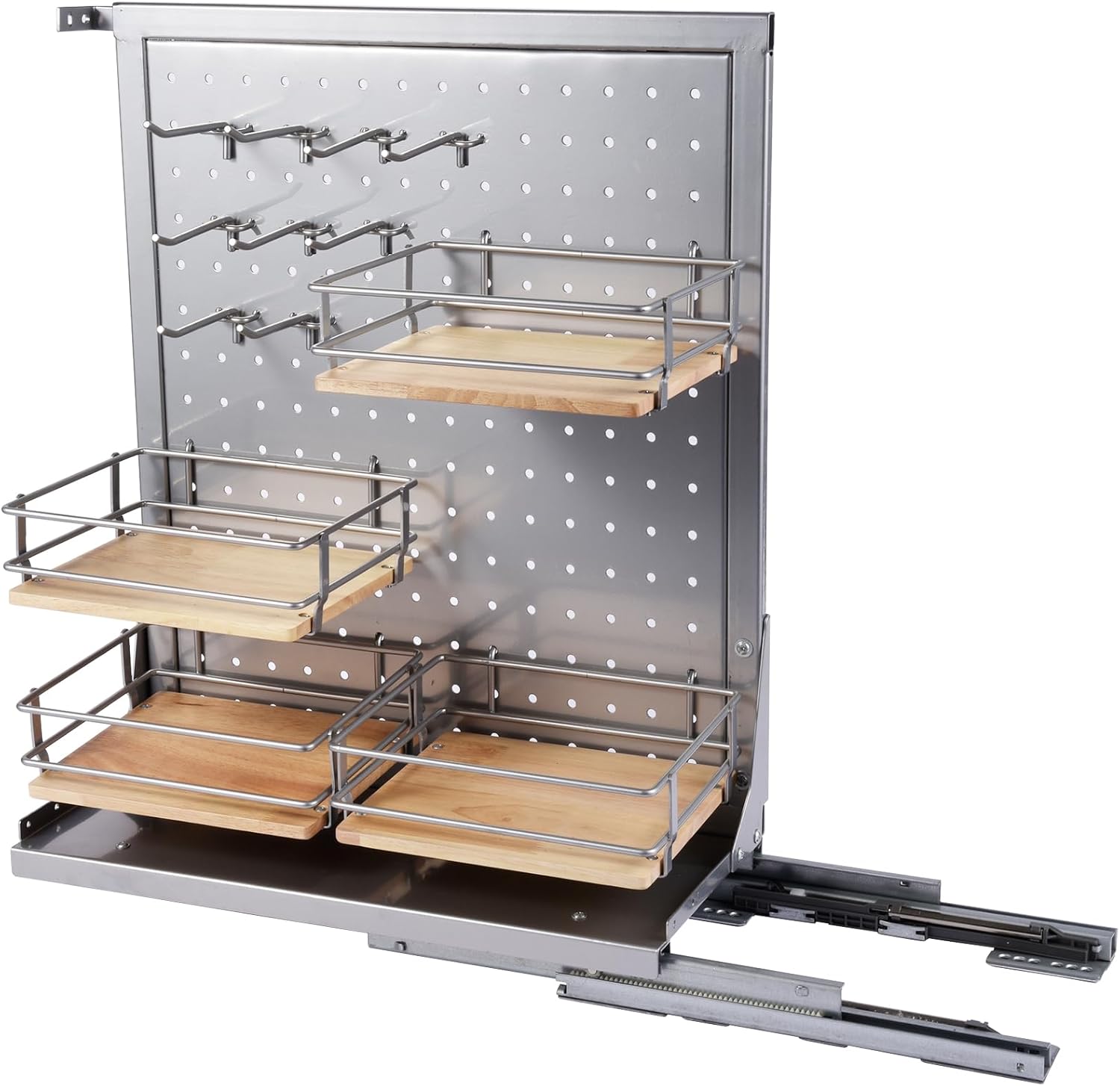 DINDON Pull Out Spice Rack Cabinet Organizer 8" W x 18.62" D x 22.64" H Slide Out Pantry Rack Pegboard with Adjustable Shelves For Kitchen