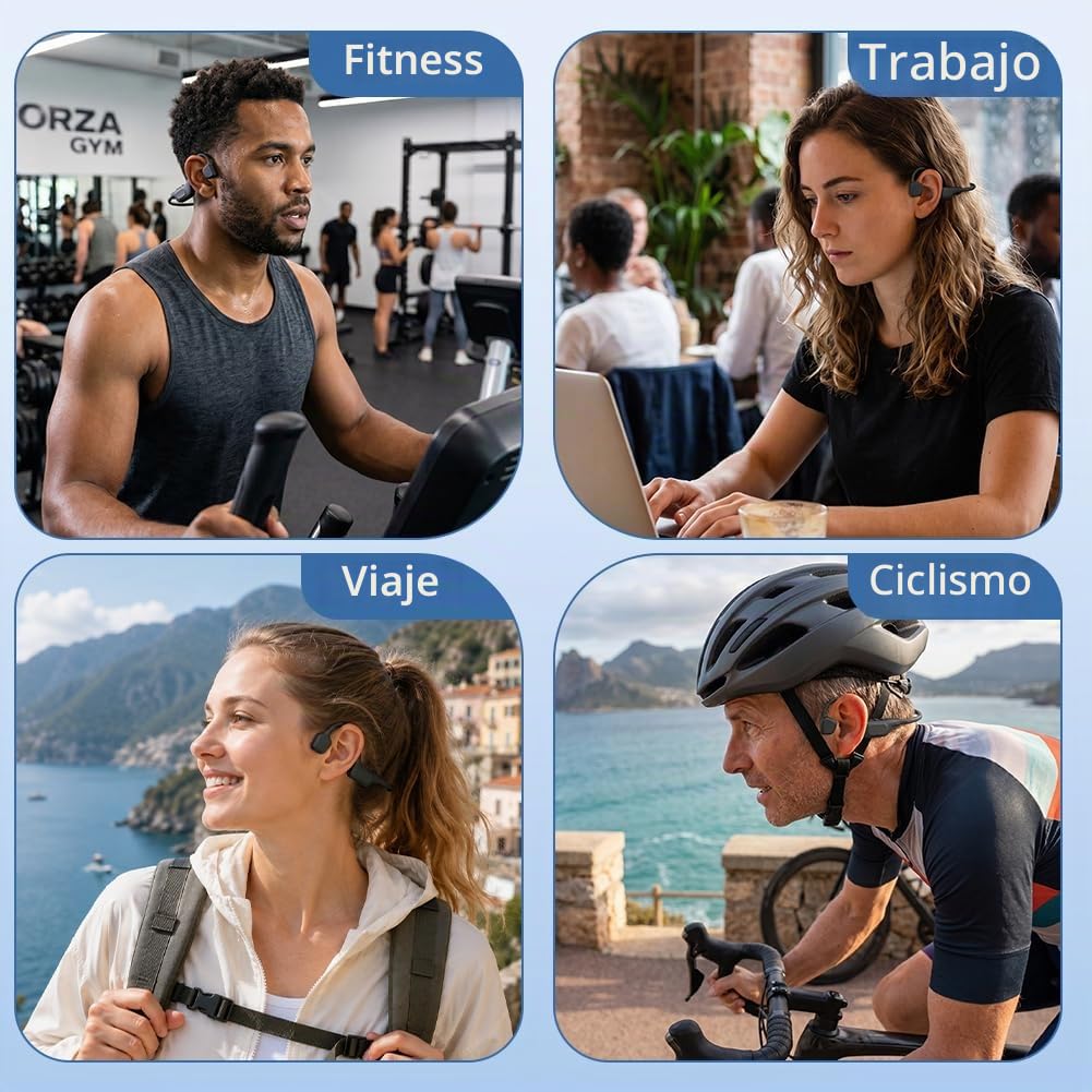 Auriculares Conducción Osea Bluetooth 6.0, Deportivos Auriculares Open Ear 14H Reproducción, IPX8 Cascos Conduccion Osea Inalambricos Pantalla LED, Calidad De Sonido HD para Running Ciclismo Fitness