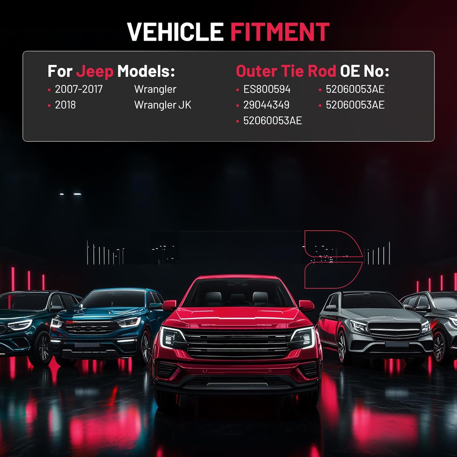 BDFHYK Front Outer Tie Rod End Compatible with Jeep 2007-2017 Wrangler, 2018 Wrangler JK Replacement for ES800594 52060053AE 29044349 52060053AE 52060053AE