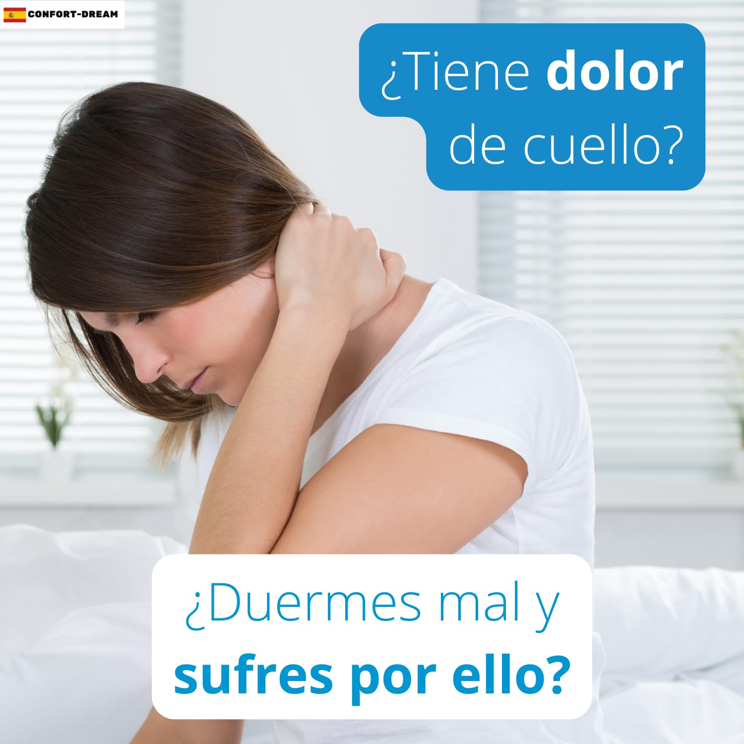 Almohada Cervical 60x60cm Memoria Forma Firme Ergonómica Cuello | Desfundable, Garantía de Por Vida, Cuadrada, Para Pareja/Adulto, Para Cervicales Doloridas