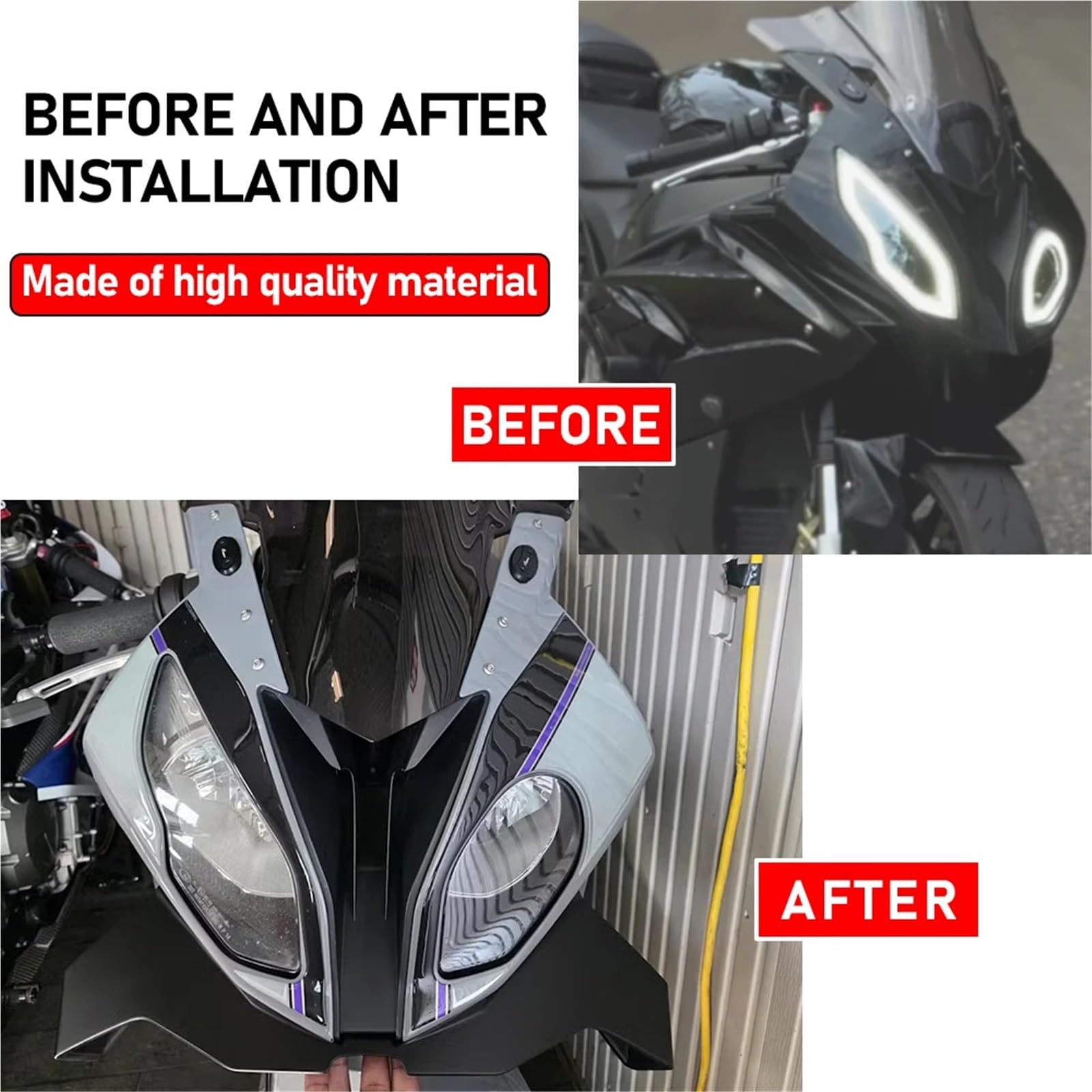 Front Bumper Splitter dachowy Pasuje do BMW S1000RR 2015-2018 Zestaw aerodynamicznego spojlera przedniego z wingletem motocyklowym