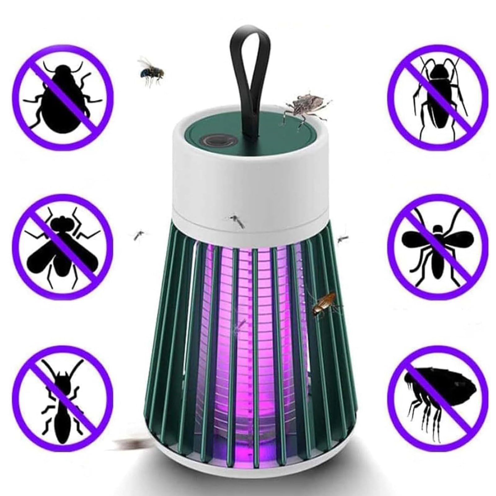 Mozz Guard Mosquito Zapper 2025, Portable Cordless USB Charging Outdoor Low Noise Trap Indoor, Mozzguard Waterproof Camping Lamp for Indoor, Home Garden, Camping, Picnic (Green)