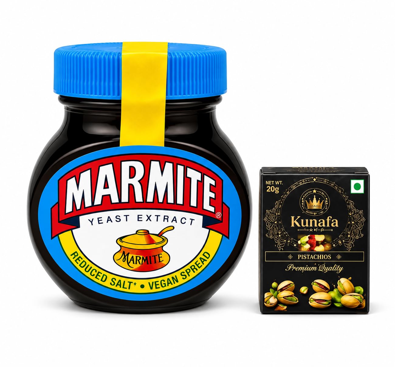 Marmite Yeast Extract Reduced Salt Vegan Spread 250g (Imported) with Free Flavourito Kunafa Pistachio Chocolate Bar, 20g By Decadent Foods-image-49
