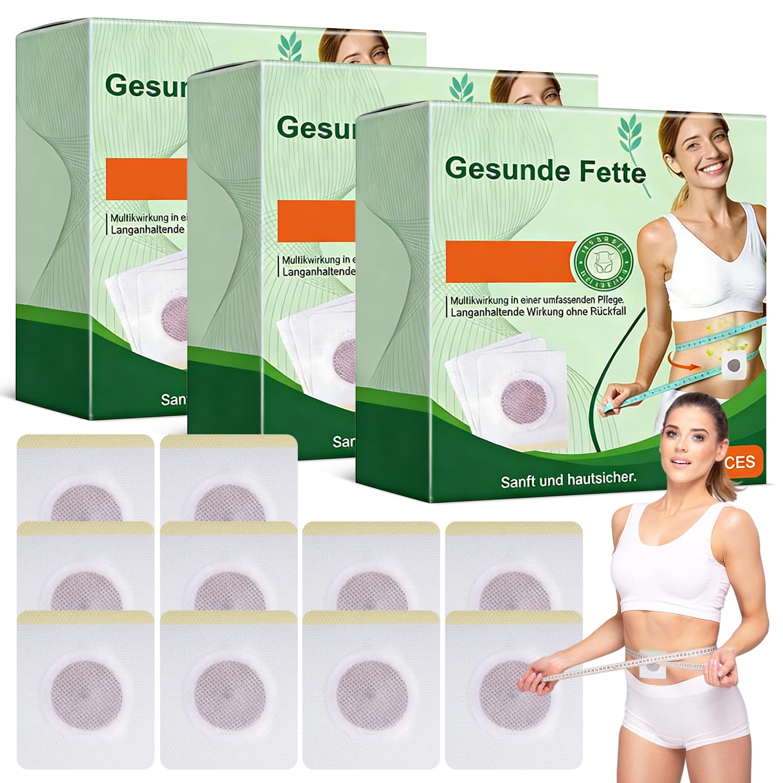 Moringa - Parches adelgazantes 10 en 1, Moringa 10-in-1 Slimming Patches, Con Extractos Botánicos, lngredientes Naturales, Für Alle Haut, parches adelgazantes para hombres y mujeres