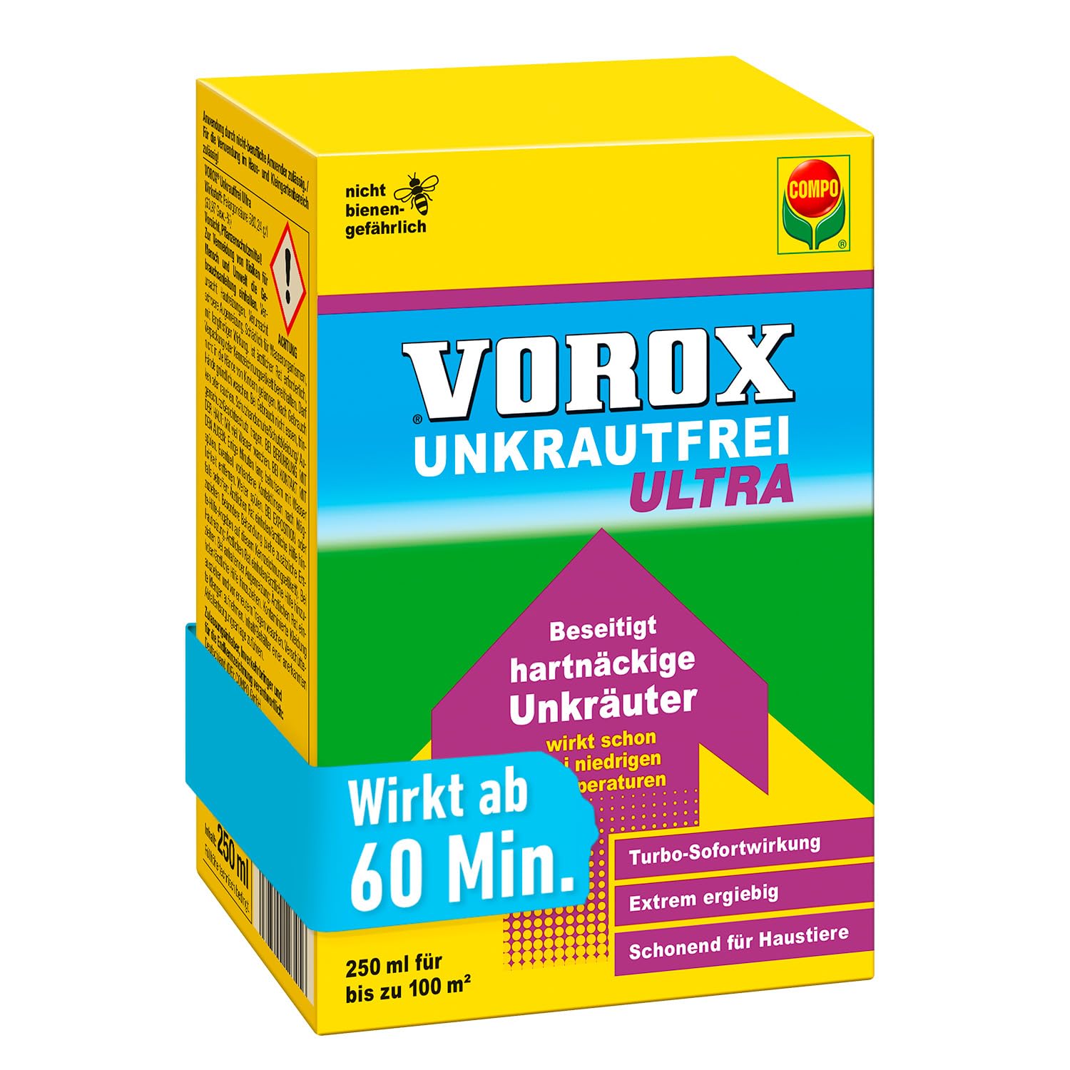 VOROX Unkrautfrei Ultra 250 ml - Hochwirksamer Unkrautvernichter mit Sofortwirkung, Sichtbarkeit ab 60 min - sicher für Umwelt und Haustiere