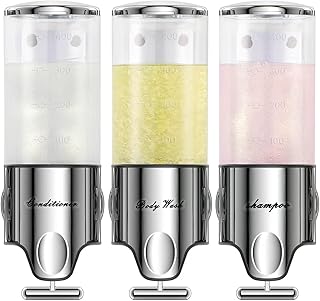 Shampoo and Conditioner Dispenser,Dispensers for The Shower,Shower Soap Dispenser 3 Chamber No Drill,Shampoo Conditioner Body Wash Dispenser Wall Mount for Bathroom(Triple x 17.6 oz,Clear)