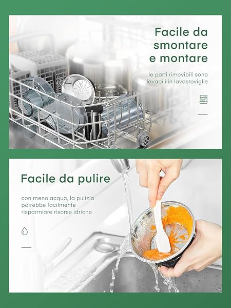 Juilist Centrifuga Frutta e Verdura fino a 800W, Acciaio Inox, Estrattore Frutta e Verdura Facile da Pulire, 65 MM Bocca Larga, 2 Velocità, Spazzola & Ricetta - 5