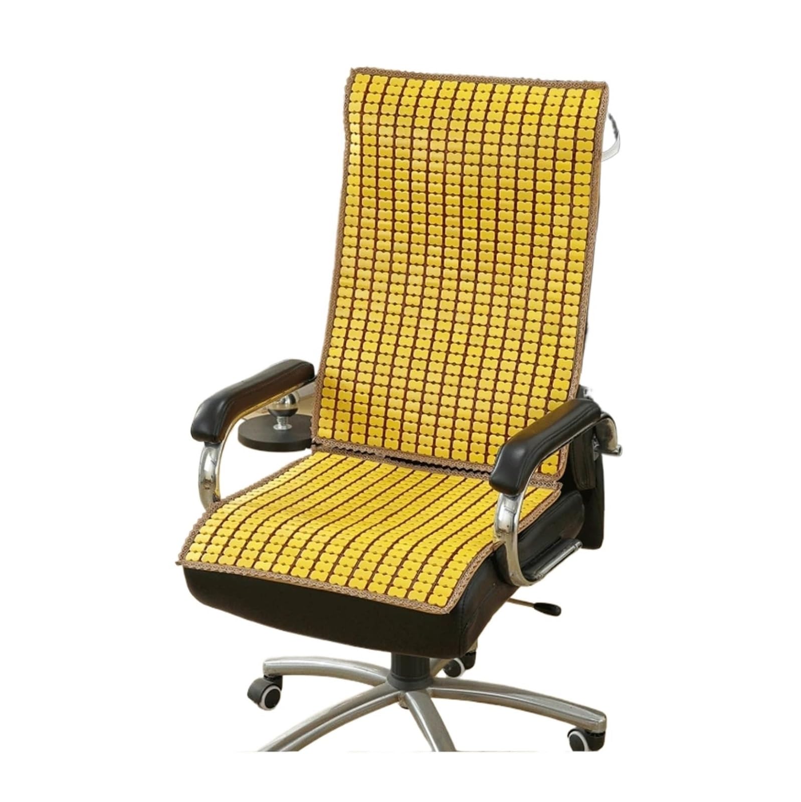 QCKNKMGG Cooling Bamboo Cushion Mat, Bamboo Chair Mat Car Seat Cooling Pad Multicolor Multiple Sizes(Yellow,45x45cm+45x45cm)