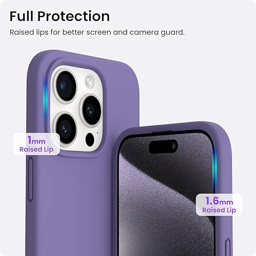 Miniatura 3 de ORNARTO Funda compatible con iPhone 15 Pro de 6.1 pulgadas, silicona líquida de 3 capas cubierta completa de goma de gel suave, funda protectora