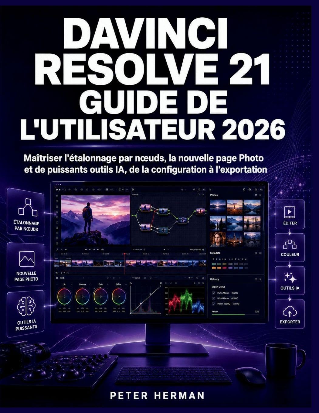 DaVinci Resolve 21 Guide de l'Utilisateur 2026: Maîtriser l'étalonnage par nœuds, la nouvelle page Photo et de puissants outils IA, de la configuration à l'exportation