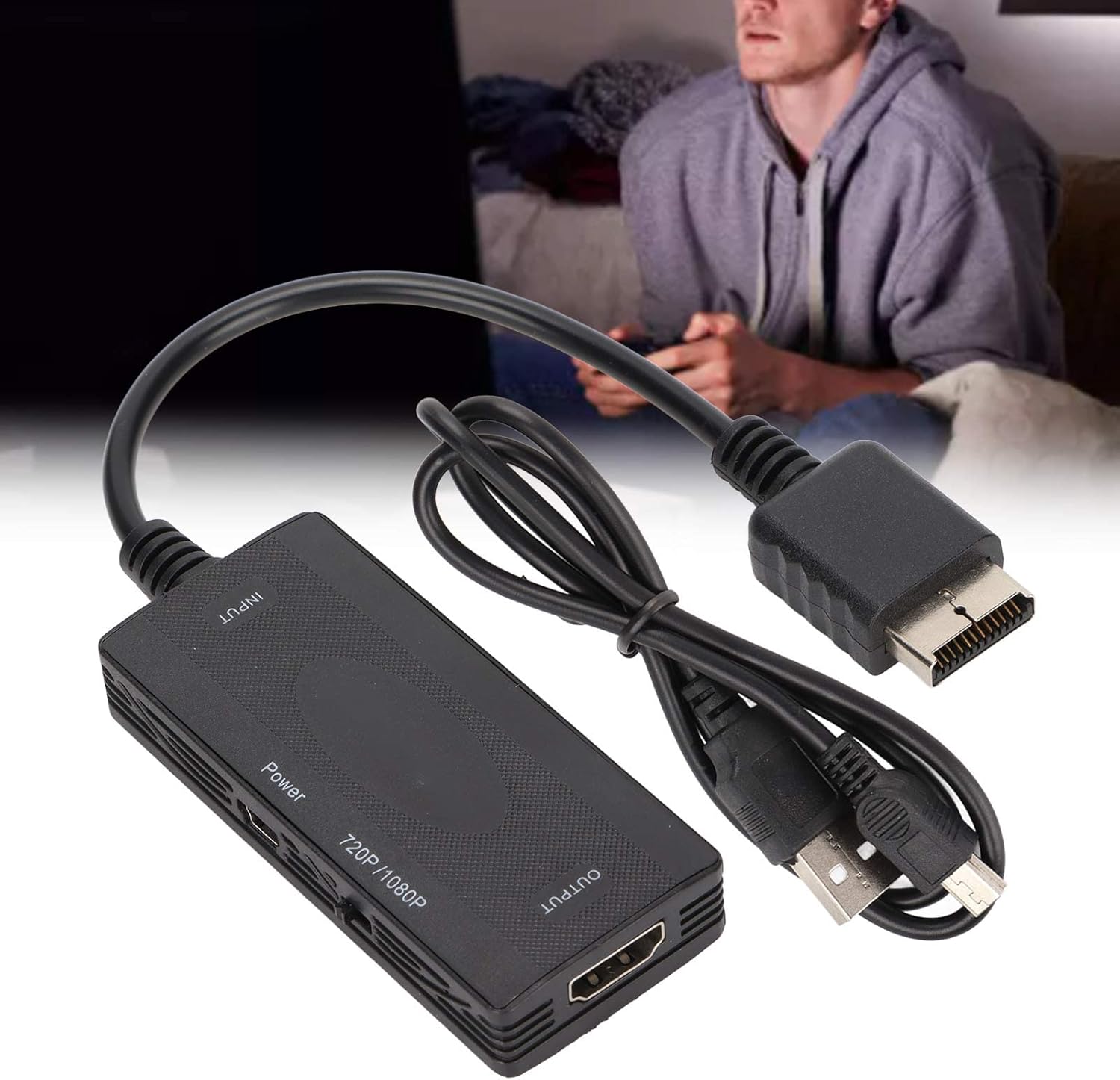 Cable for PlayStation1 2 3 Signal to Signal, Adapter Convert Cable Replacement for PS1 PS2 PS3 Game Console Connected to HDTV, Supports 16: 9, 4: 3 Output Switc