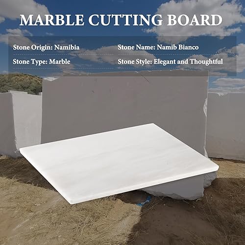 Miniatura 6 de Tabla de cortar de mármol natural africano para cocina, 16 x 20 pulgadas, losa de mármol extra grande hecha a mano para queso, embutidos, tabla de